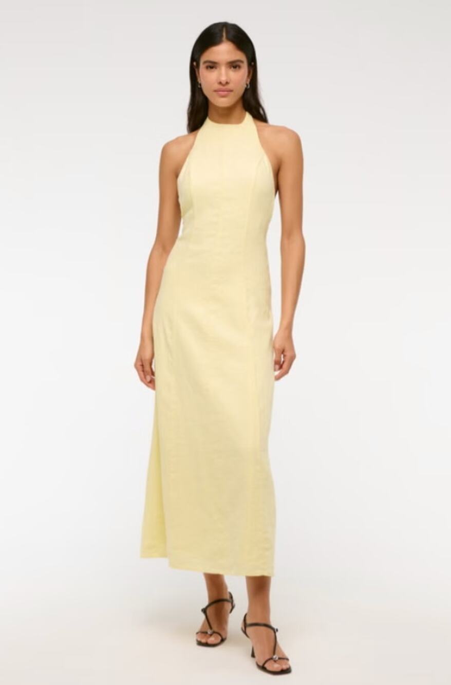 A&F The Linen Collection Pale Yellow Halter Maxi Dress Small P